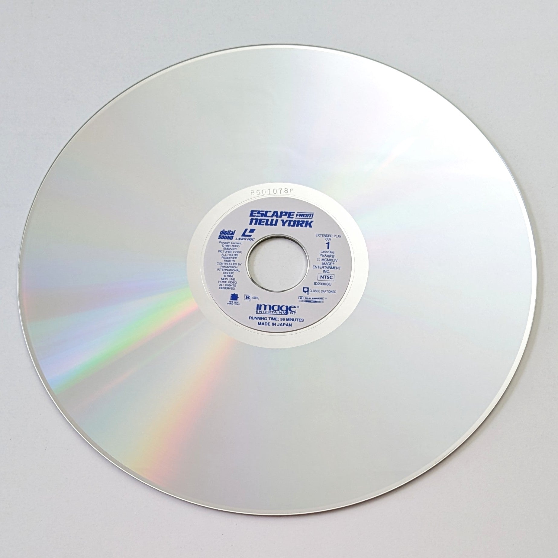 Escape from New York (1981) North American Laserdisc