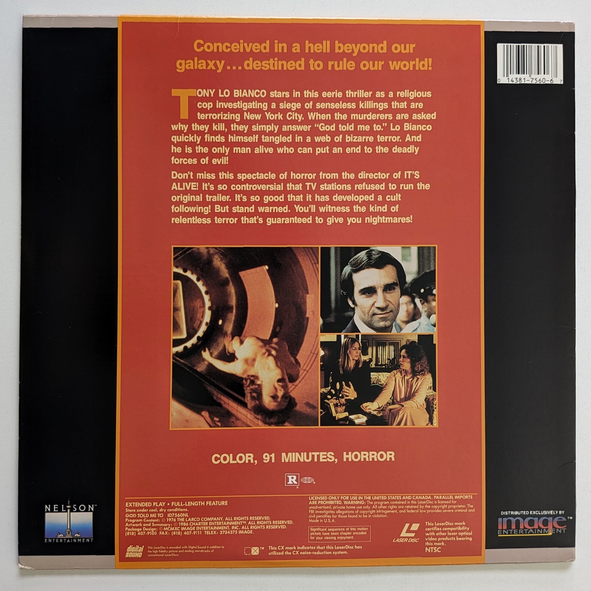 God Told Me To (1976) North American Laserdisc
