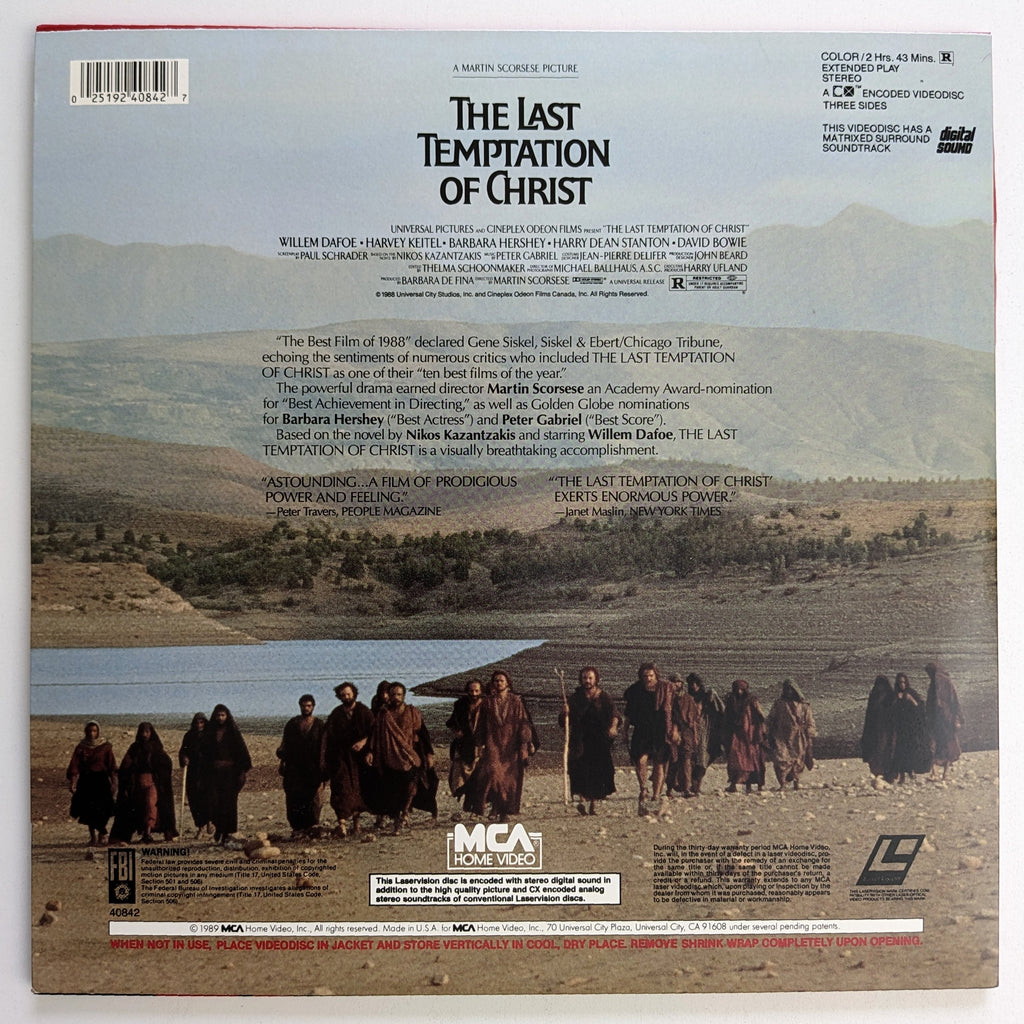 Last Temptation of Christ, The (1988) North American Laserdisc