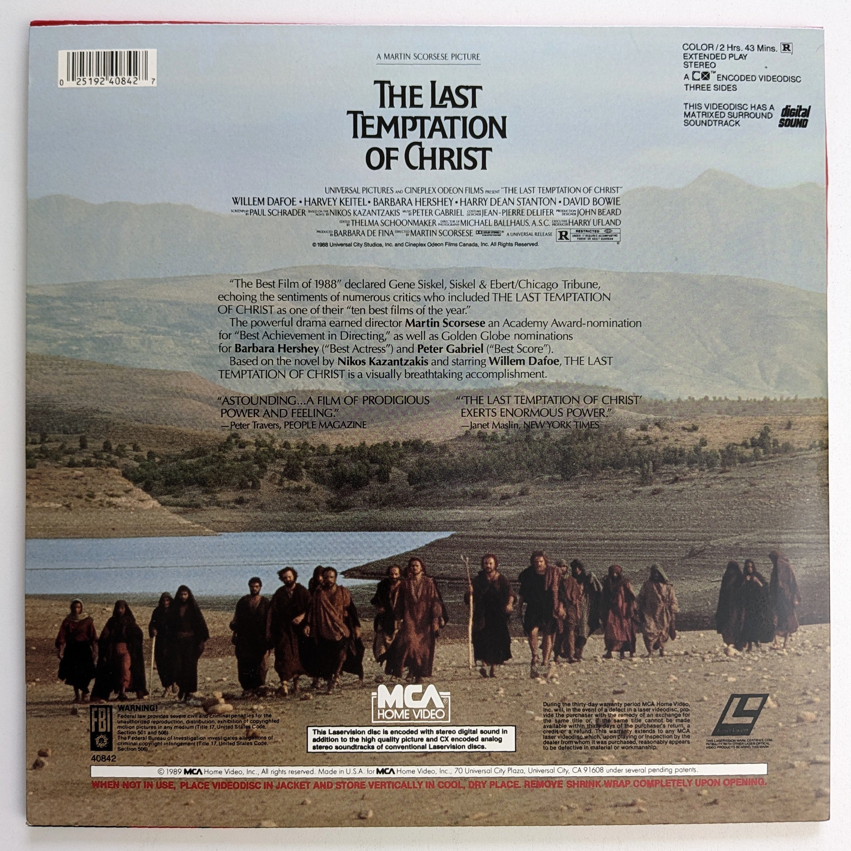 Last Temptation of Christ, The (1988) North American Laserdisc