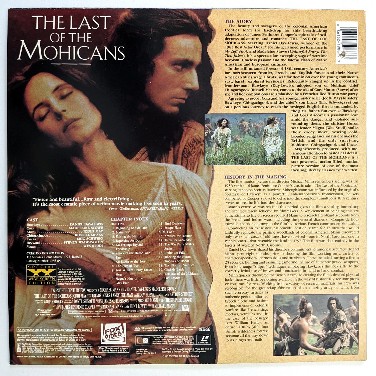 Last of the Mohicans, The (1992) North American Laserdisc