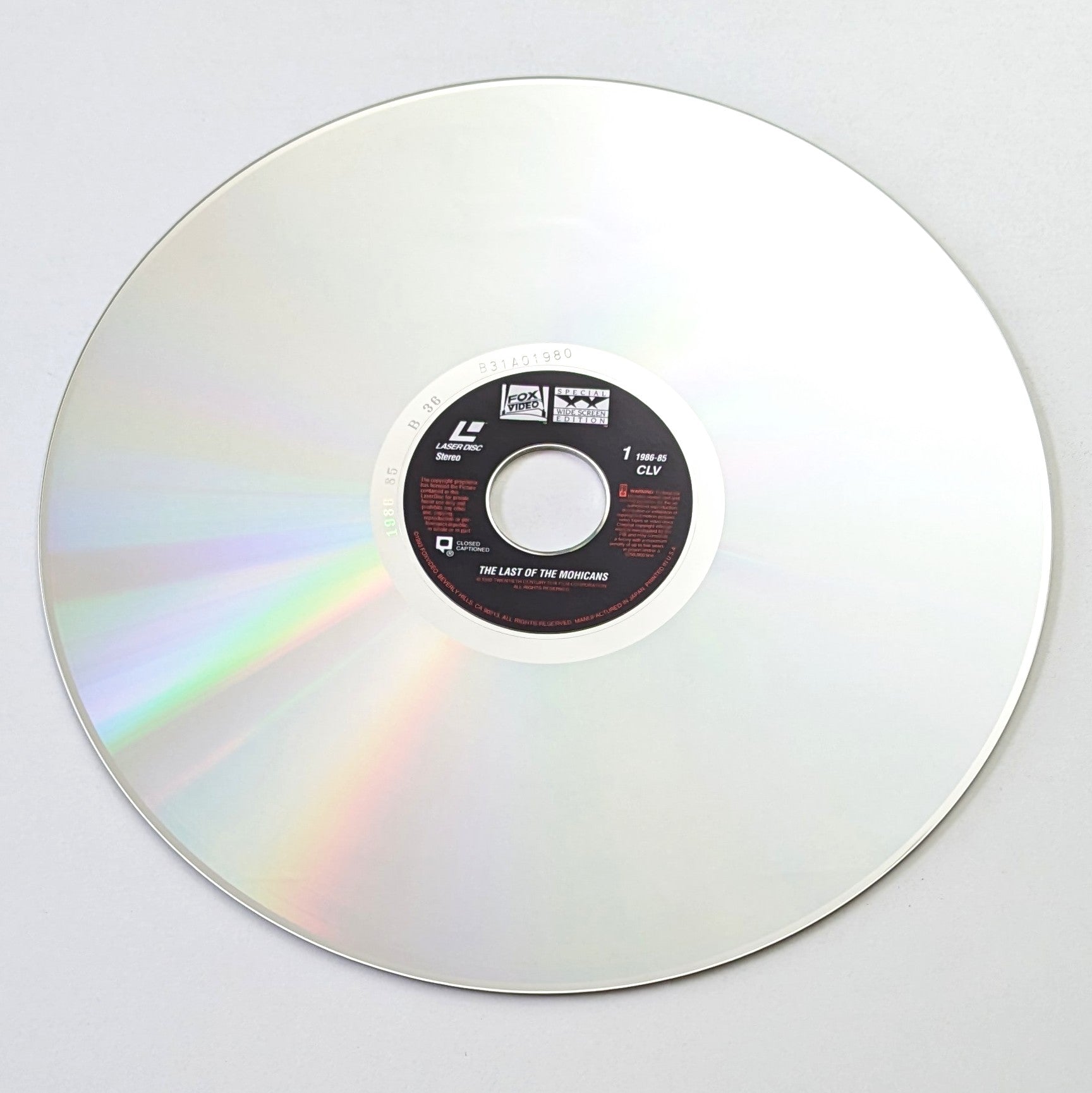 Last of the Mohicans, The (1992) North American Laserdisc