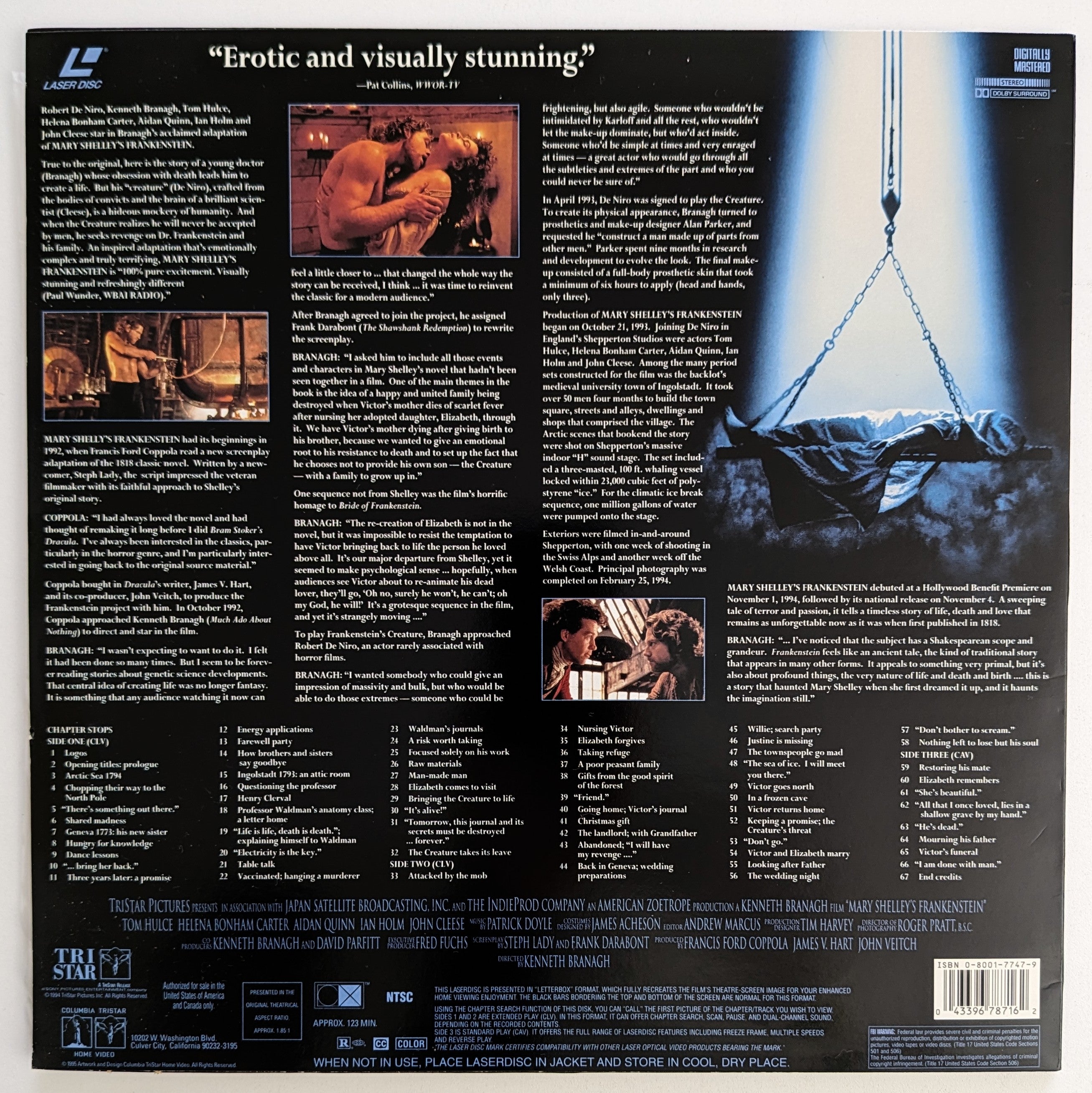 Frankenstein (1994) North American Laserdisc