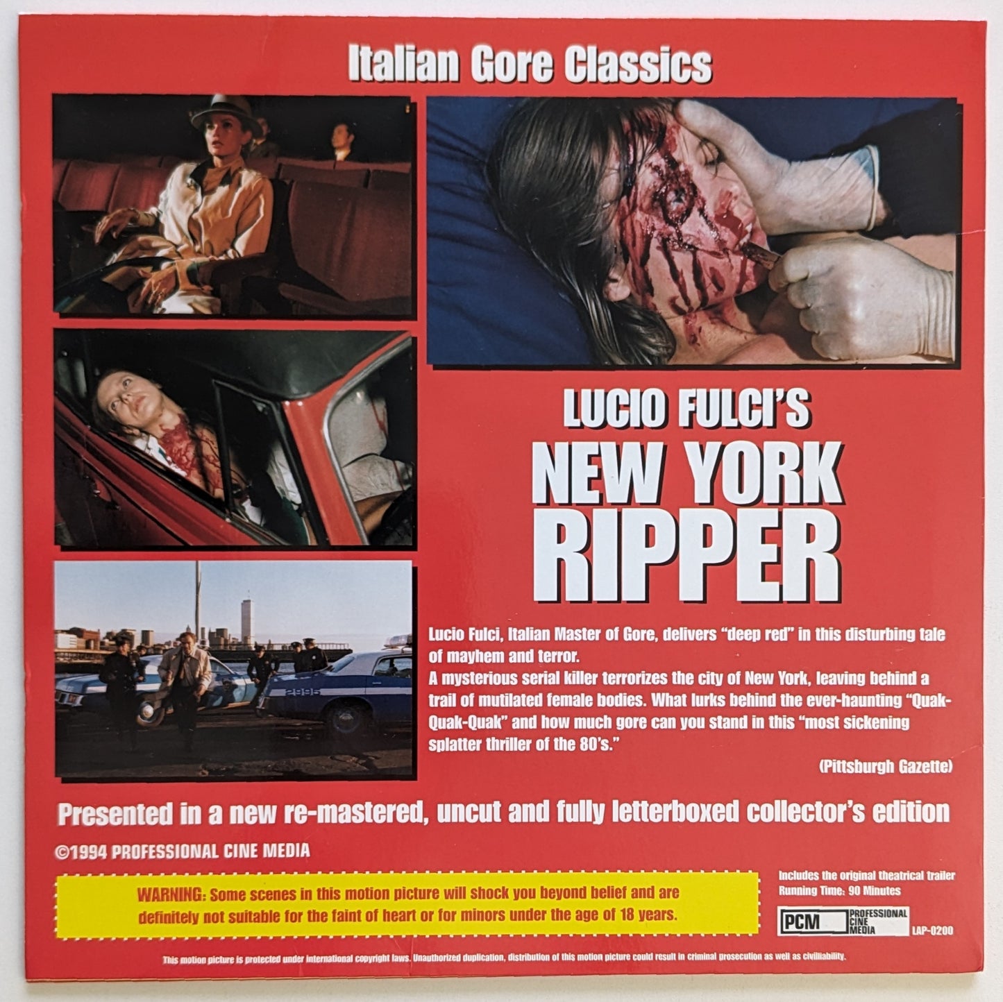 New York Ripper, The (1982) North American Laserdisc