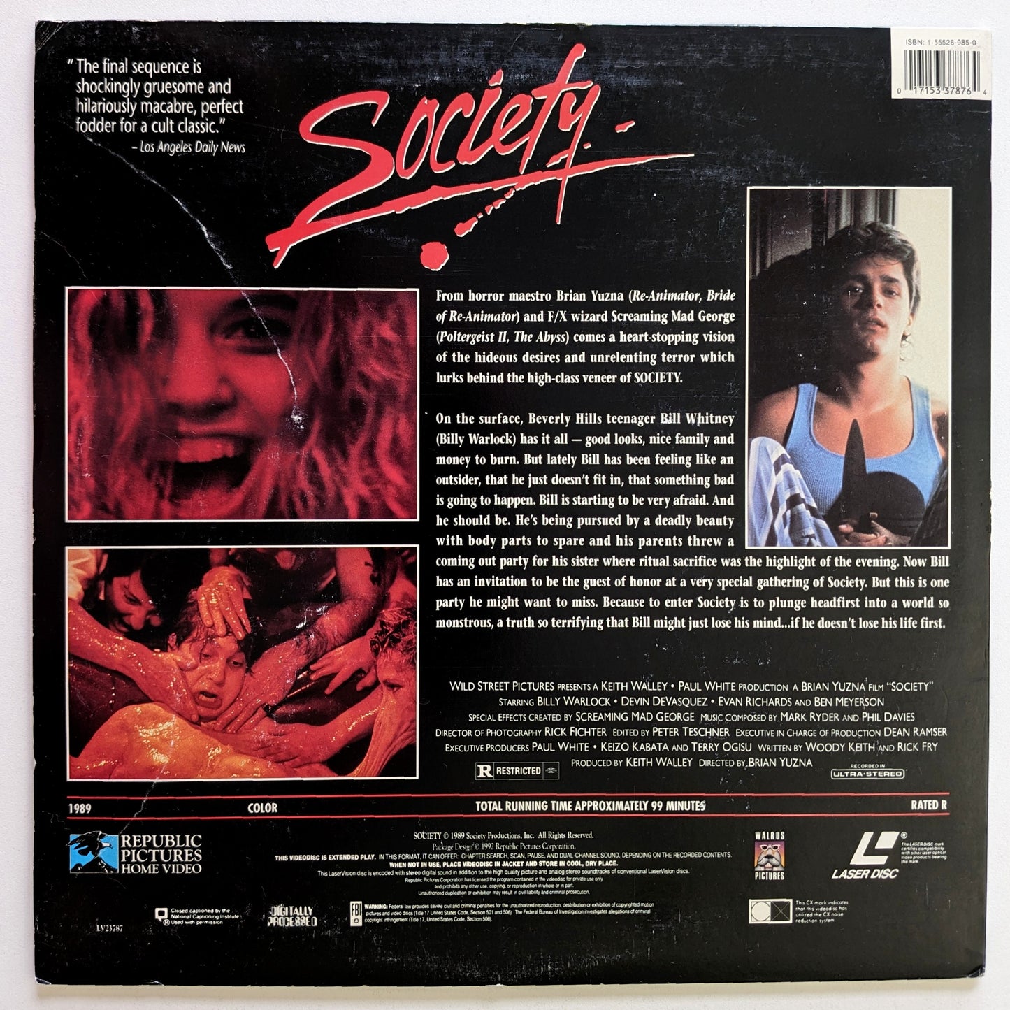 Society (1989) North American Laserdisc