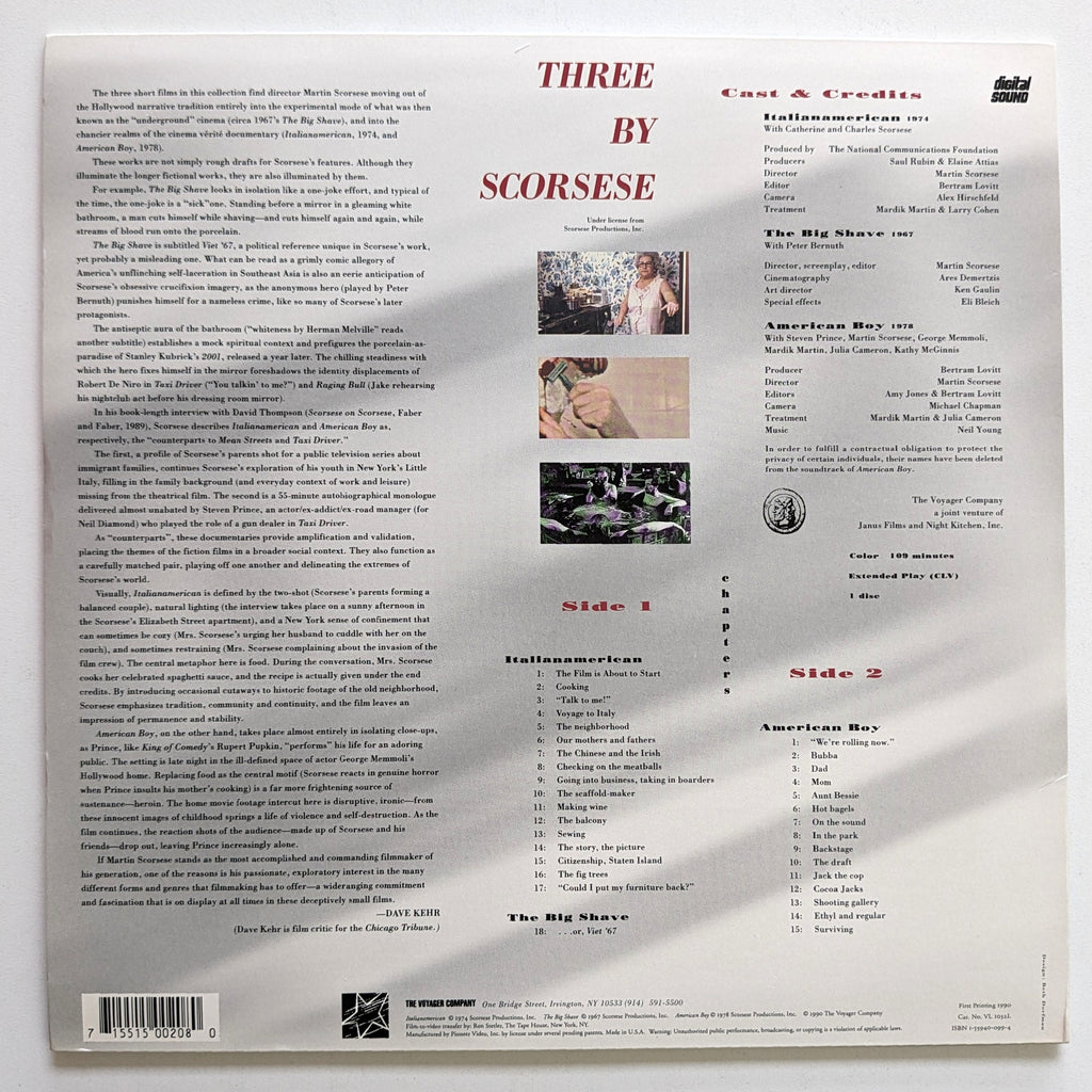 Three By Scorsese North American LaserDisc — product photograph