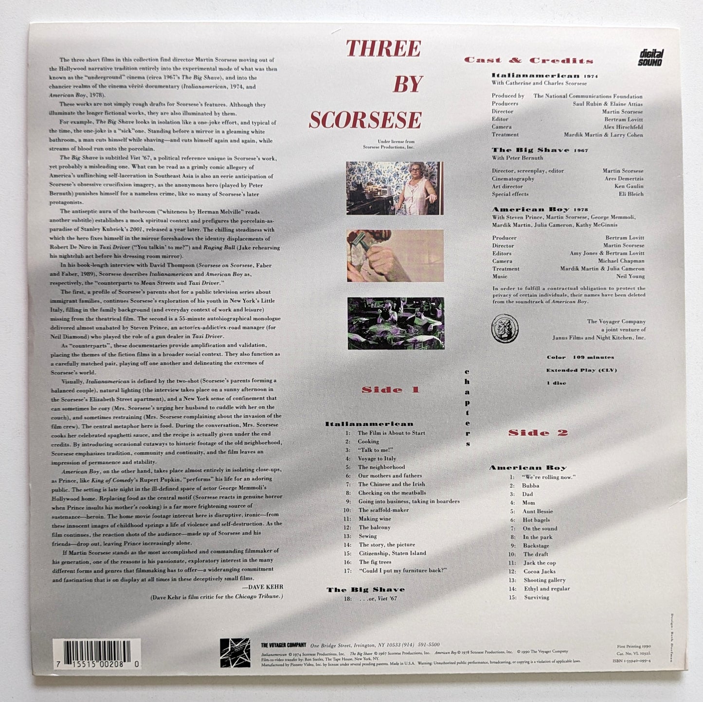 Three By Scorsese North American Laserdisc