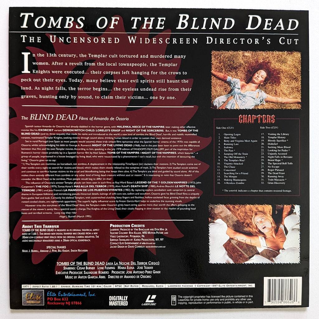 Tombs of the Blind Dead (1972) North American LaserDisc — product photograph