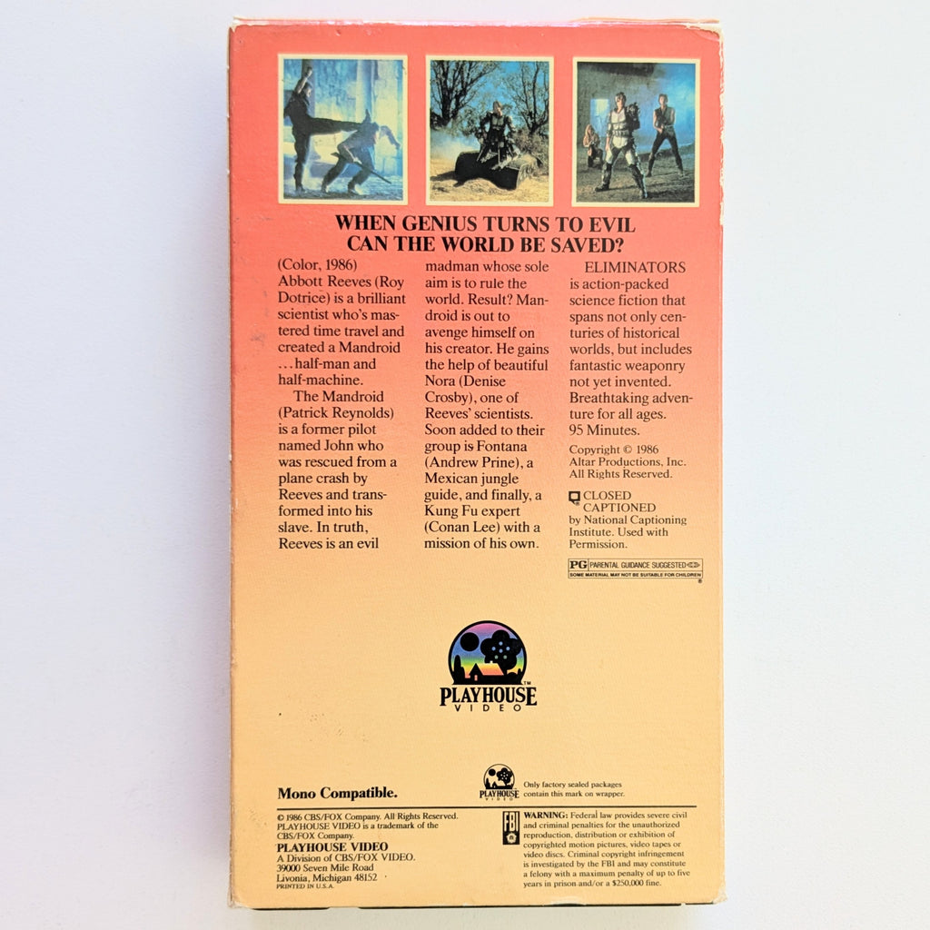 Eliminators (1986) North American VHS — product photograph