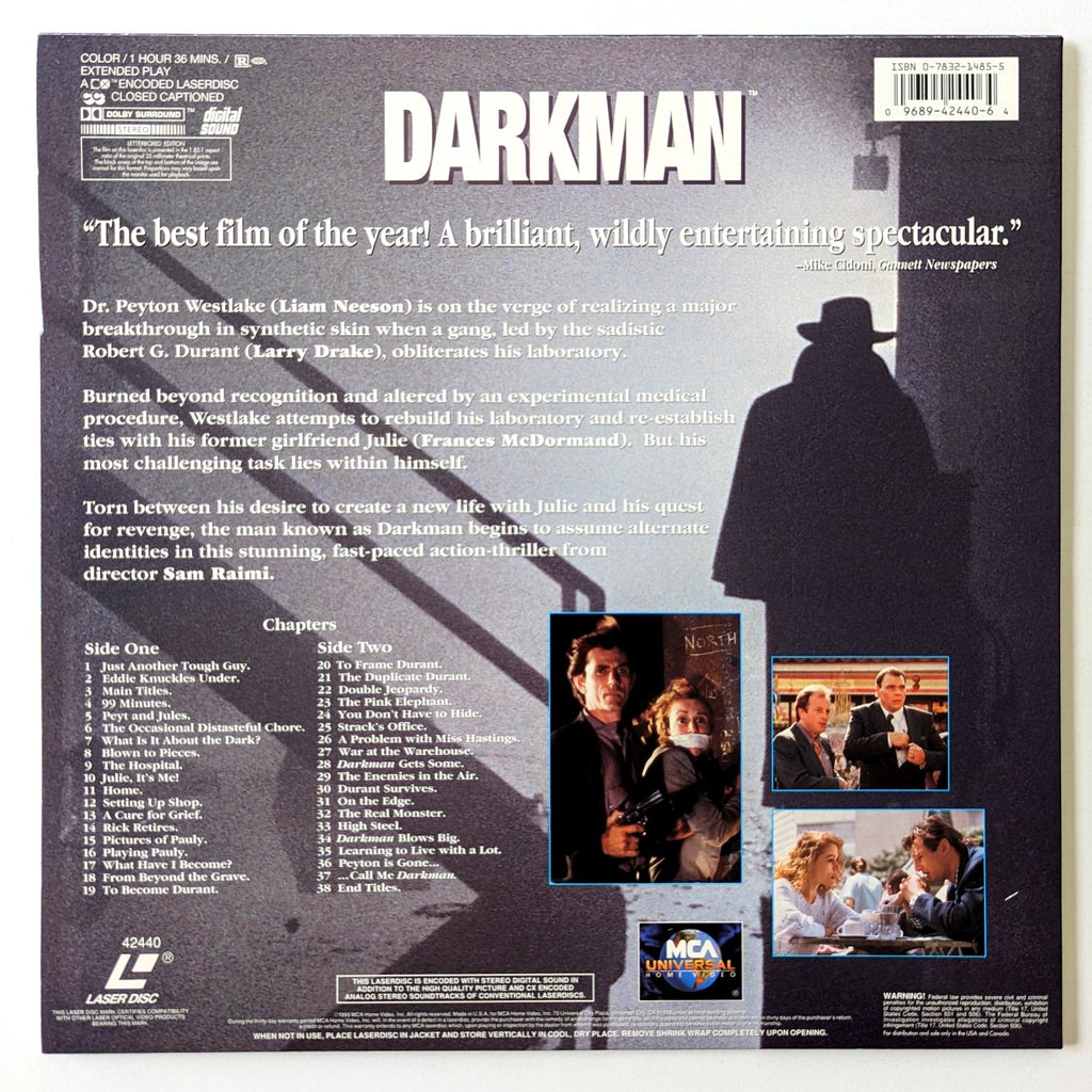 Darkman (1990) North American LaserDisc — product photograph