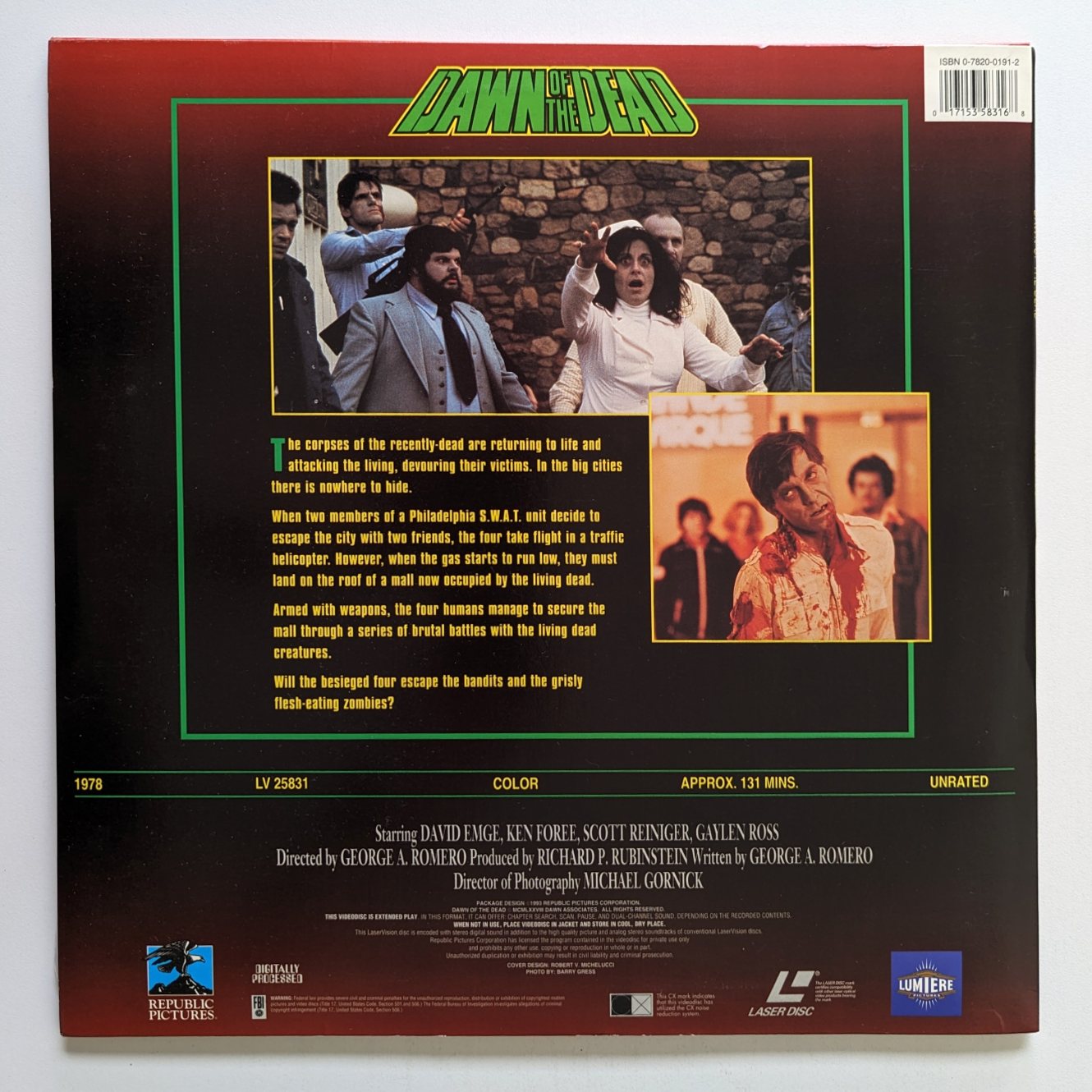 Dawn of the Dead (1978) North American Laserdisc