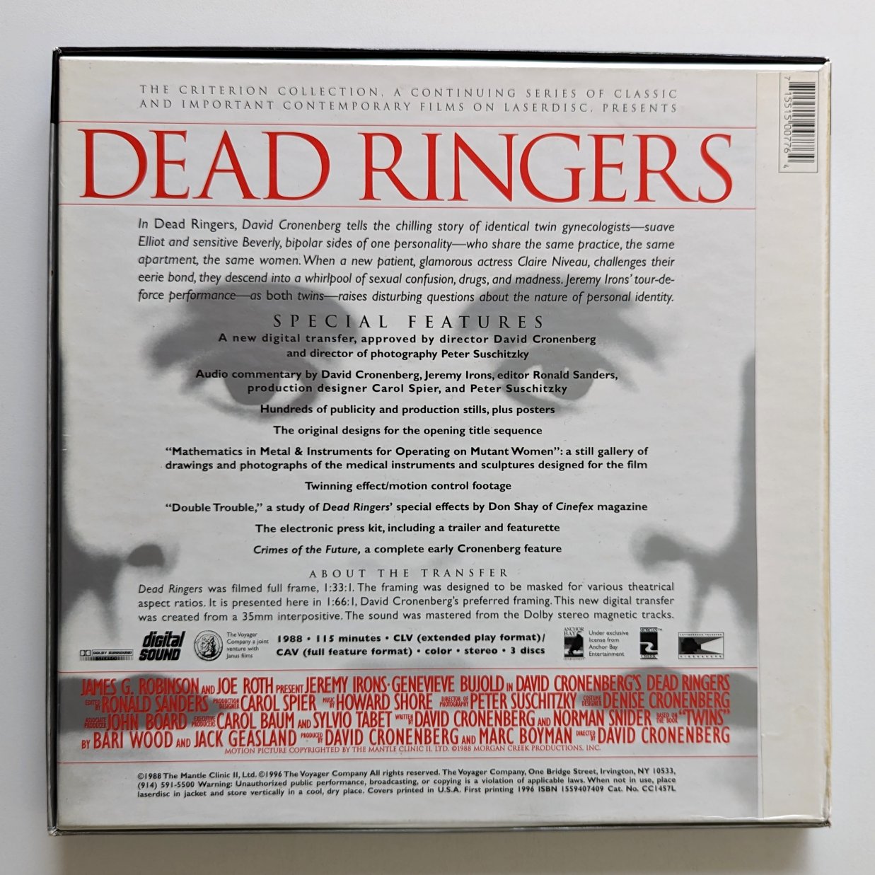 Dead Ringers box set (1988) North American Laserdisc