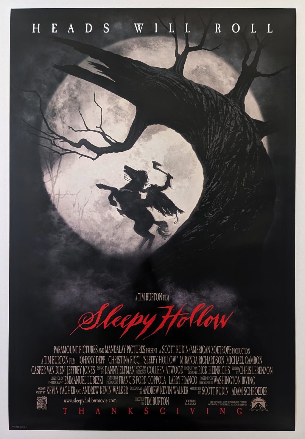SLEEPY HOLLOW (1999) – US double sided poster — product photograph