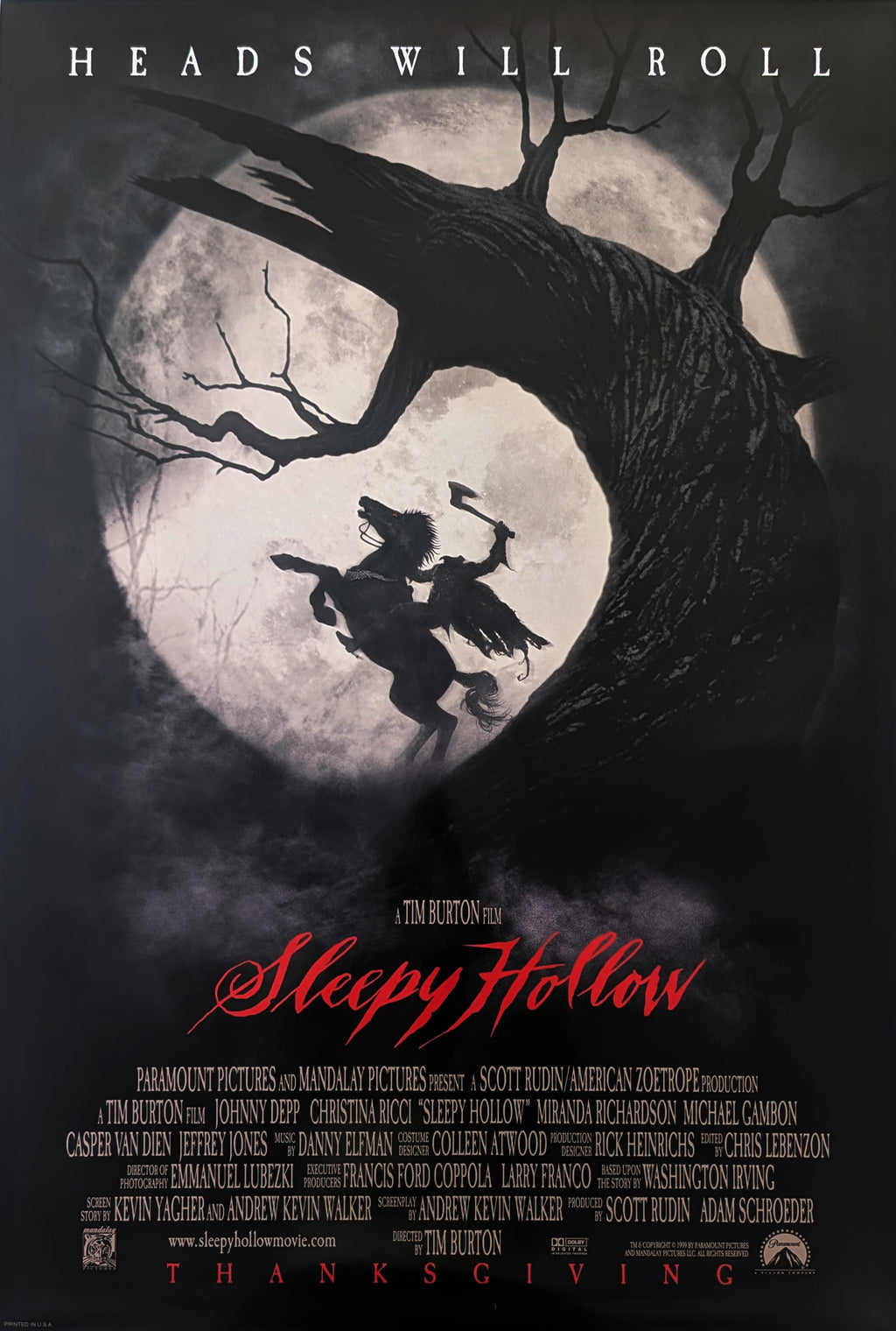 SLEEPY HOLLOW (1999) – US double sided poster — product photograph