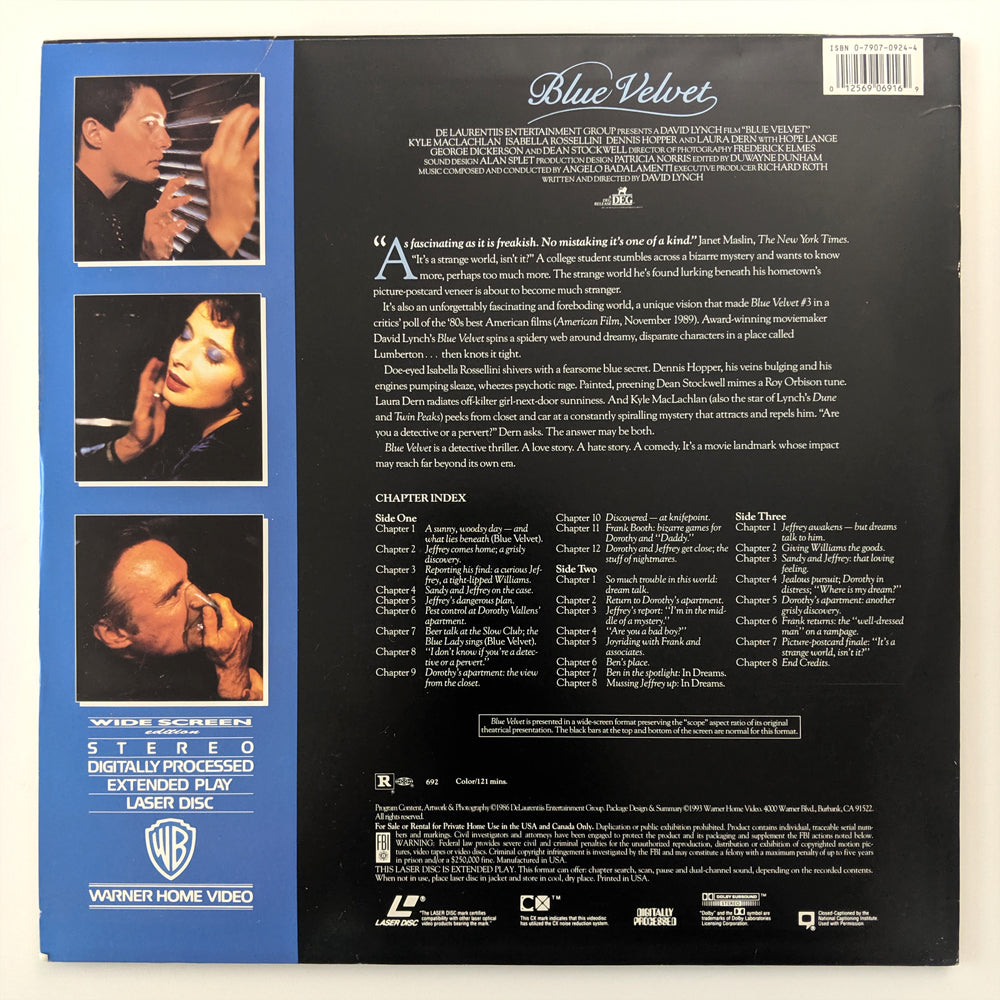 Blue Velvet (1986) North American Laserdisc
