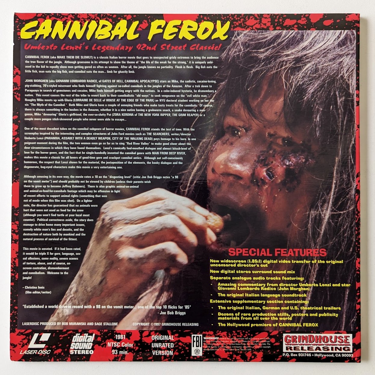 Cannibal Ferox (1981) North American Laserdisc