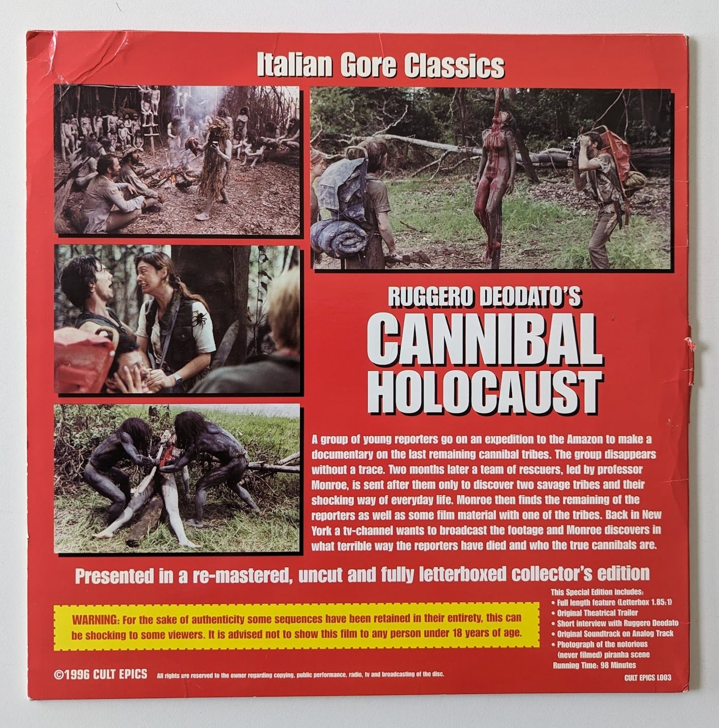 Cannibal Holocaust (1980) North American Laserdisc