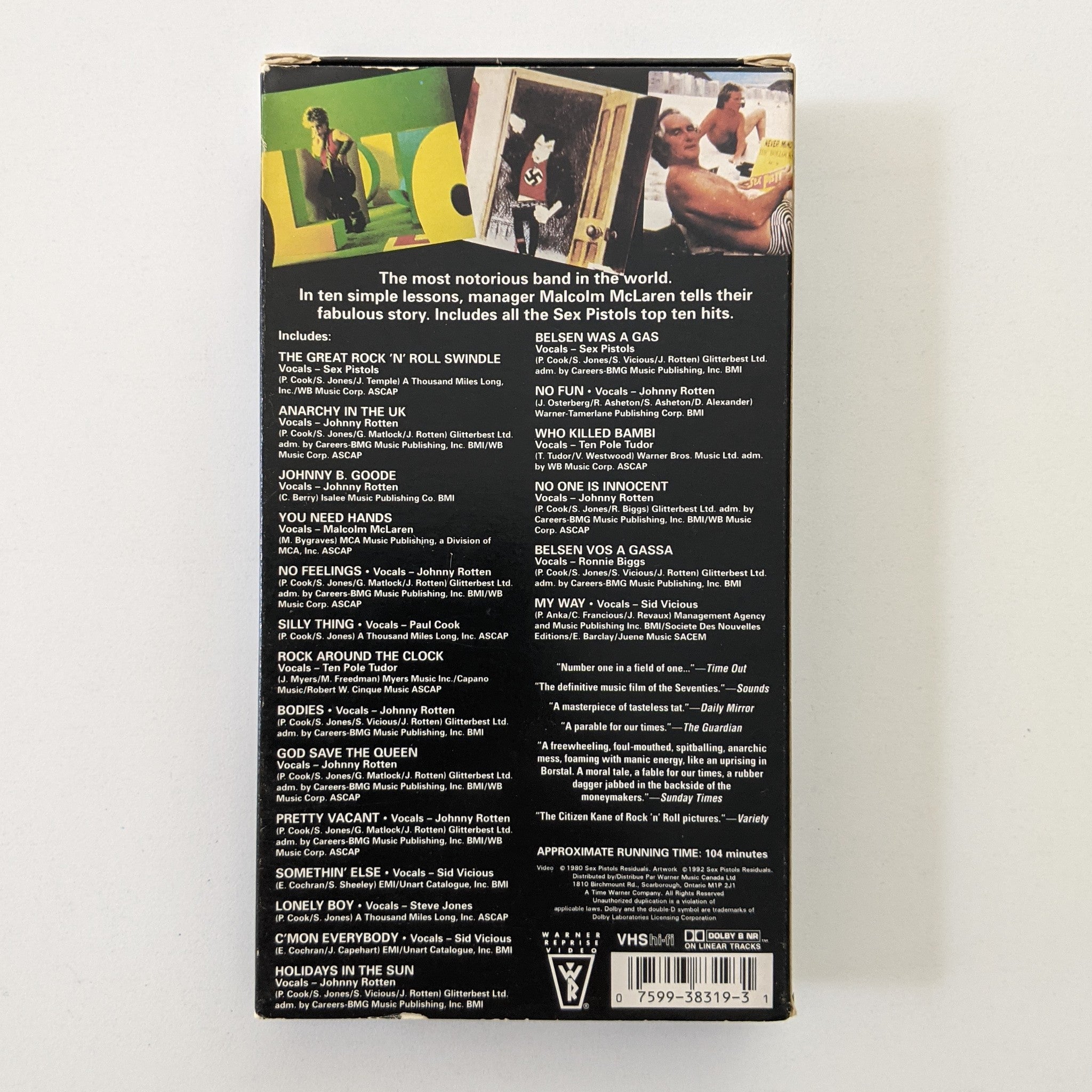 The Sex Pistols: The Great Rock 'N' Roll Swindle (1980) Music VHS